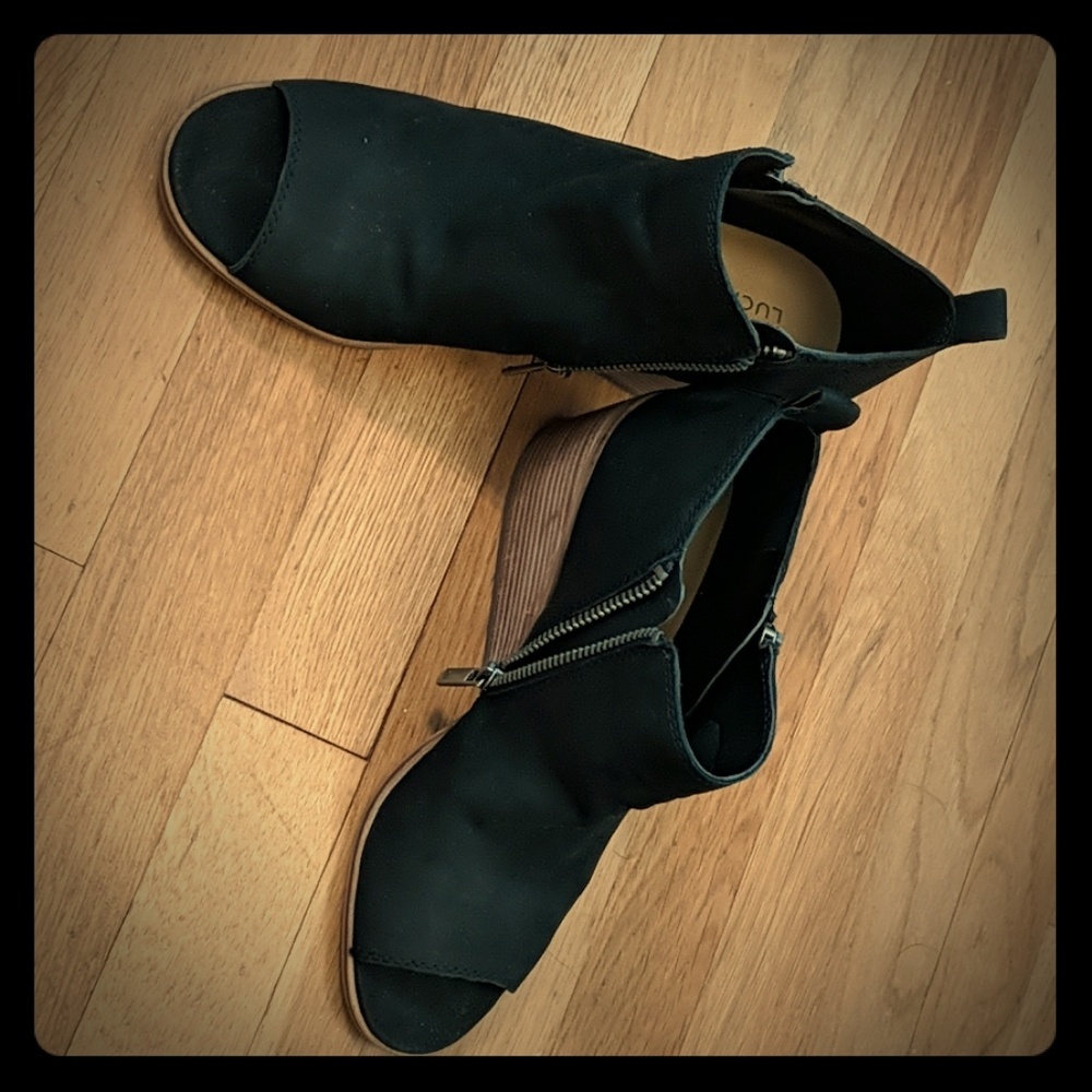 Lucky Brand Black Open-toed Booties